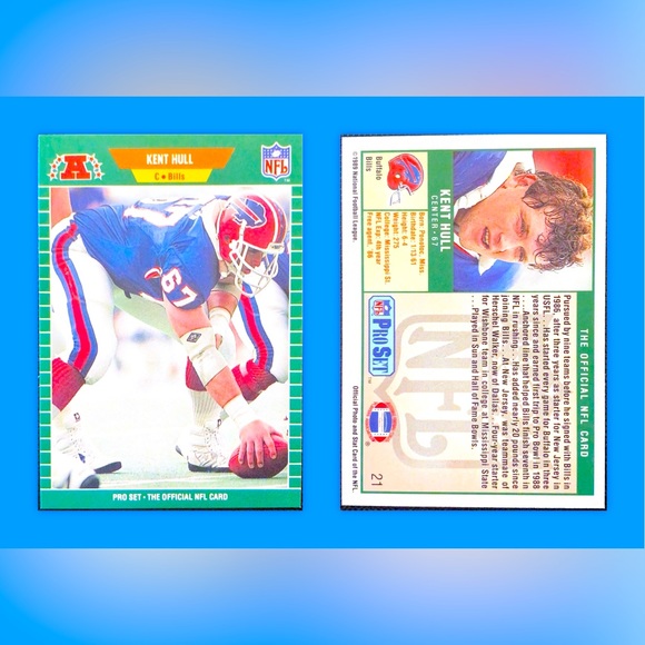1989 Kent Hull Buffalo Bills Football Card - Pro Set - Picture 3 of 3